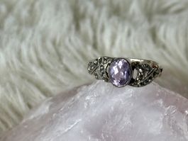 Vintage Silberring 925 mit lila Stein