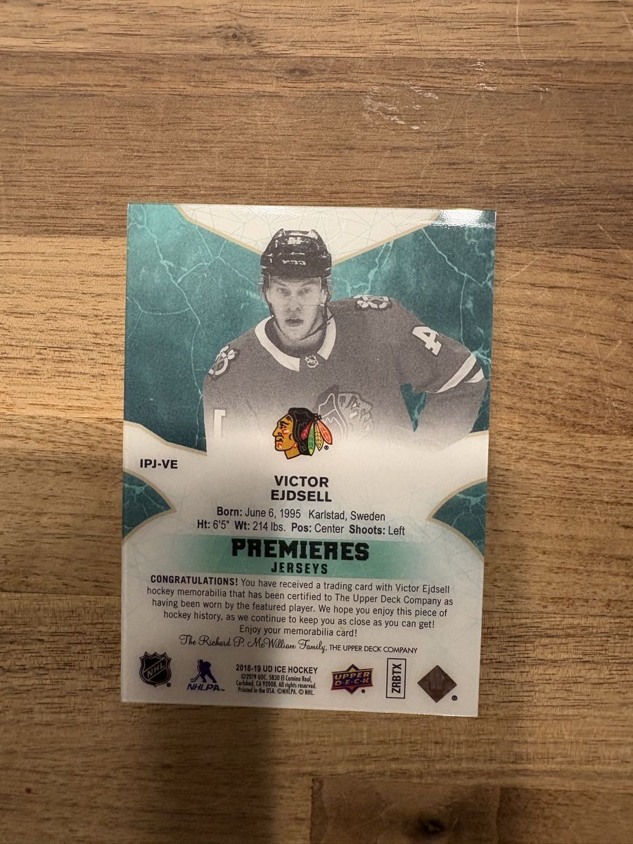 NHL Carte collezionabili: Victor Ejdsell - Game Jersey Card - Chigaco Blackhawks – Nuovo (secondo la descrizione) da Uttigen venduto da Brainbug 1