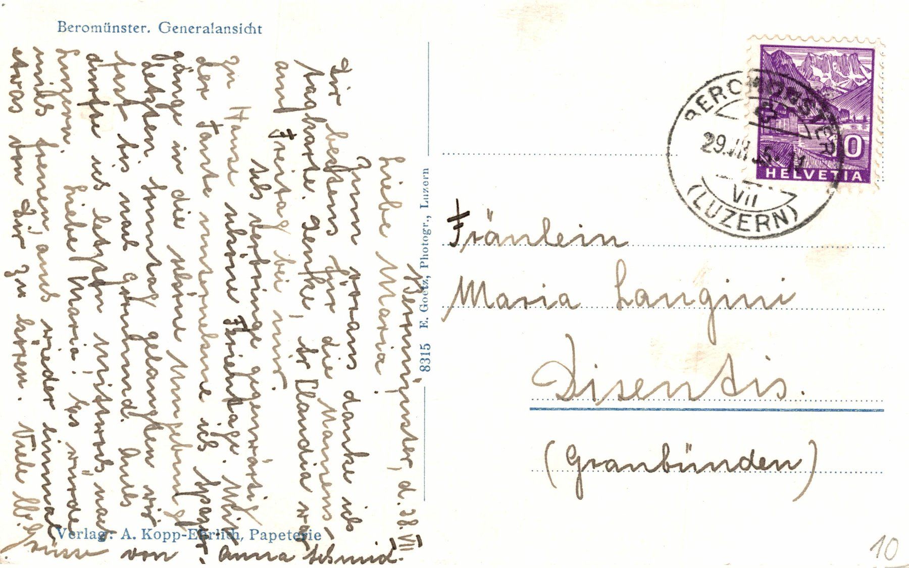 Cartoline postali: Beromünster. Generalansicht – Usato da Bronschhofen venduto da Astore 1