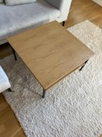 Square coffee table wood metal rattan shelf used
