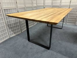 Massivholztisch CONNECT Wildeiche massiv 200 x 100 cm Fuss U