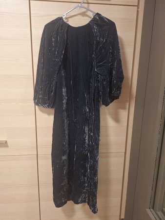 Robe COS velours viscose soie gris bleu neuve -T.38