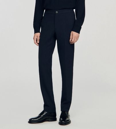 SANDRO Men's Jersey Trousers Pants Dark Blue Stretch