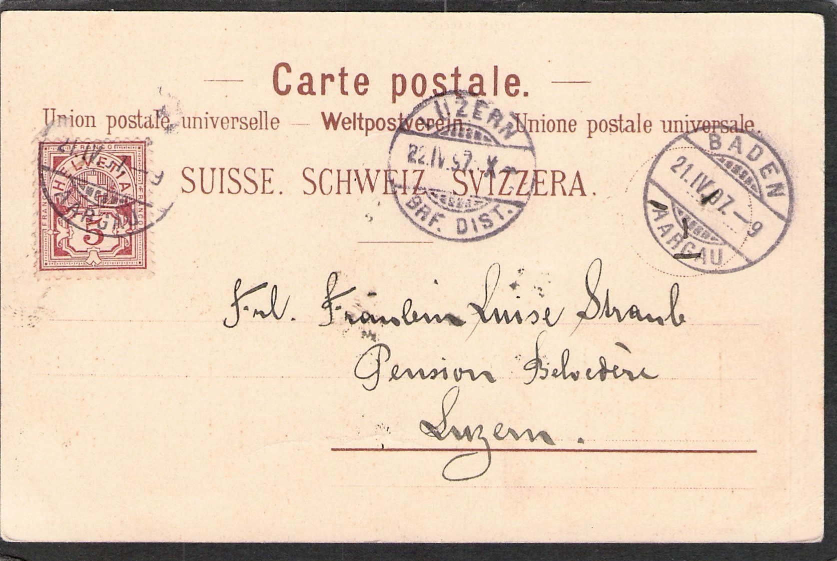 Ansichtskarten: ^Litho Vierwaldstättersee , 3 bild ,1897 – Gebraucht aus Reichenburg von Pipo-67 1