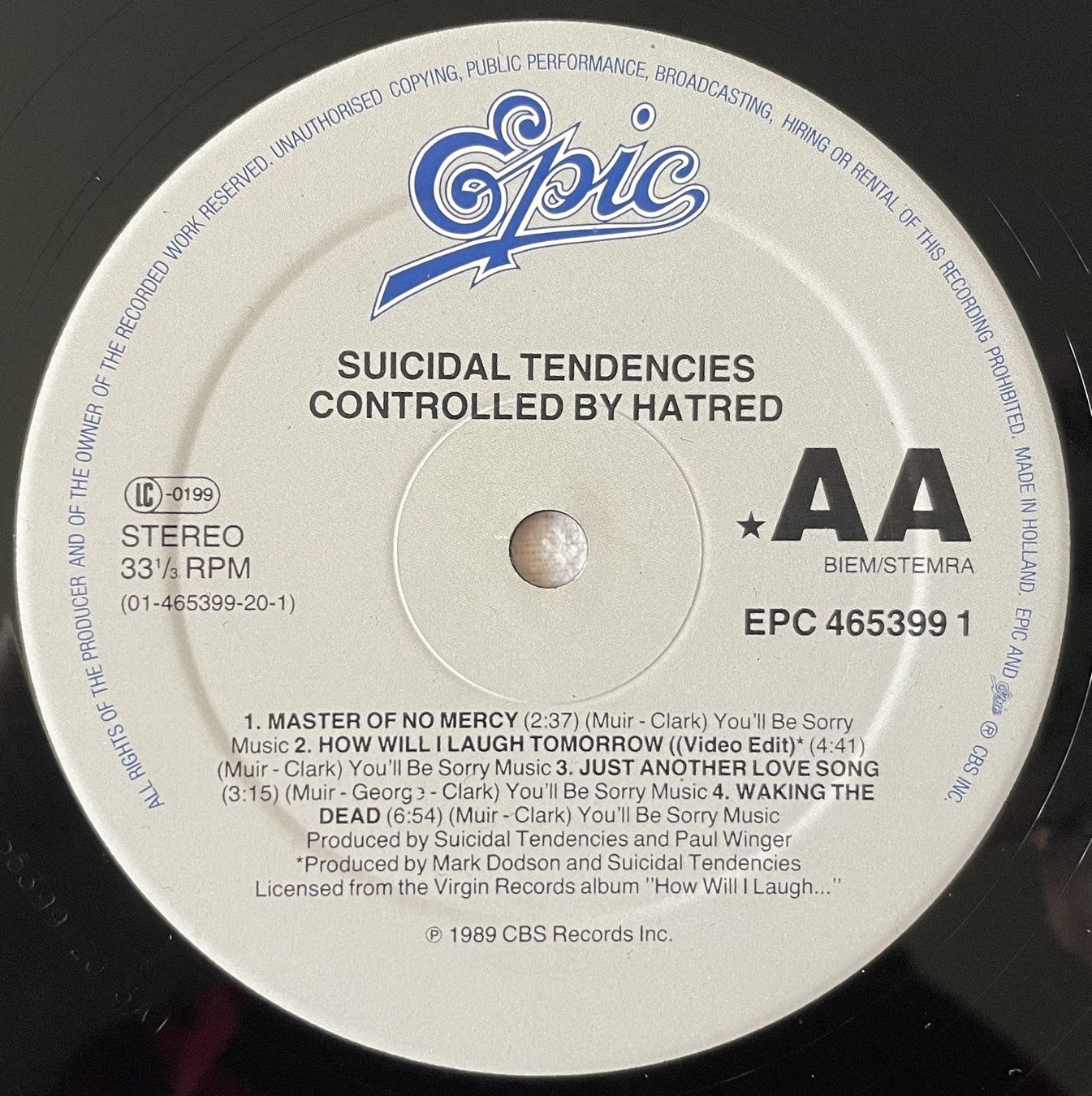 Schallplatten: Suicidal Tendencies – Controlled By Hatred - LP - 1989 – Gebraucht aus Uster von Zardodel 4