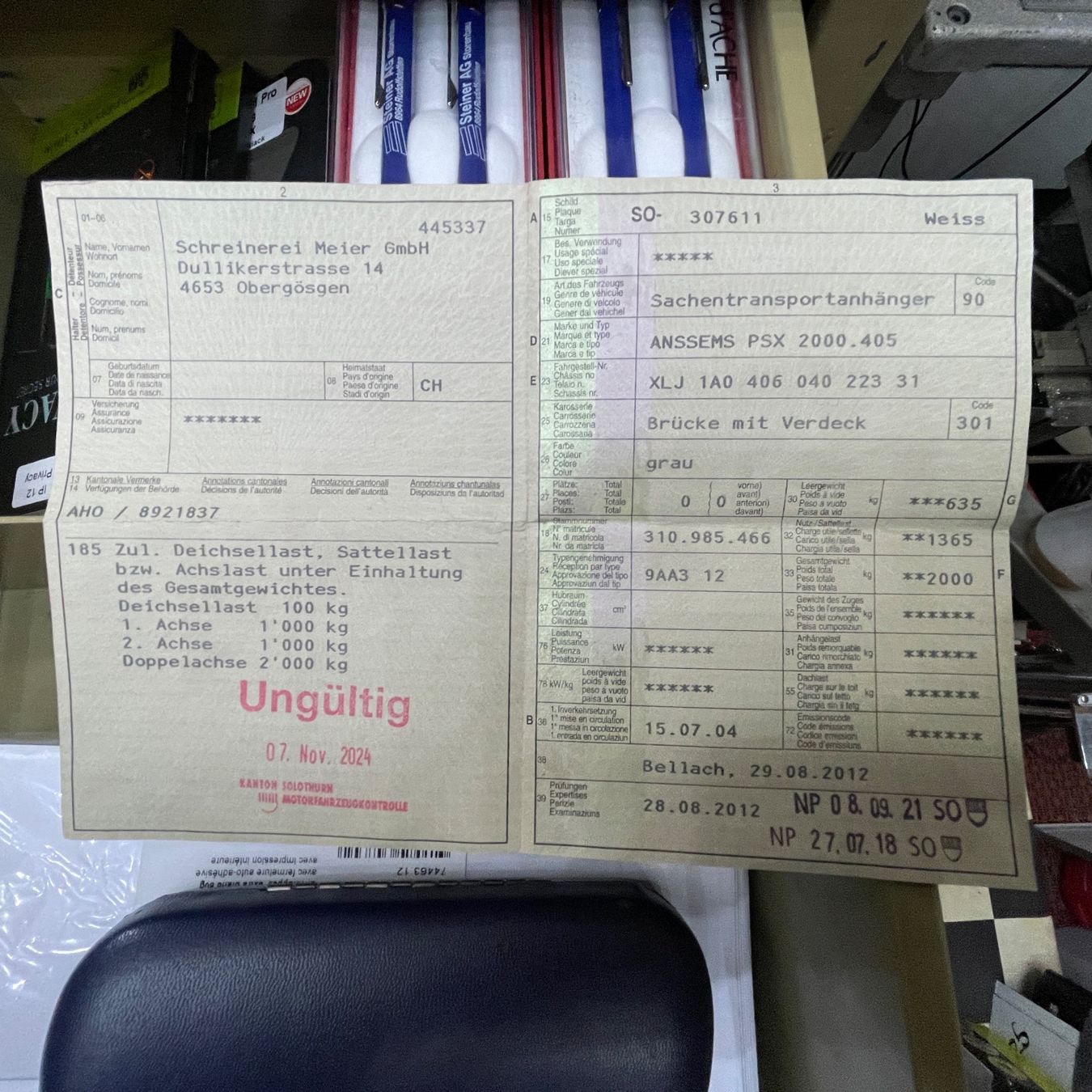 Anssems Rimorchi: Anssems PSX 2000 – Usato da Oftringen venduto da Box2 7