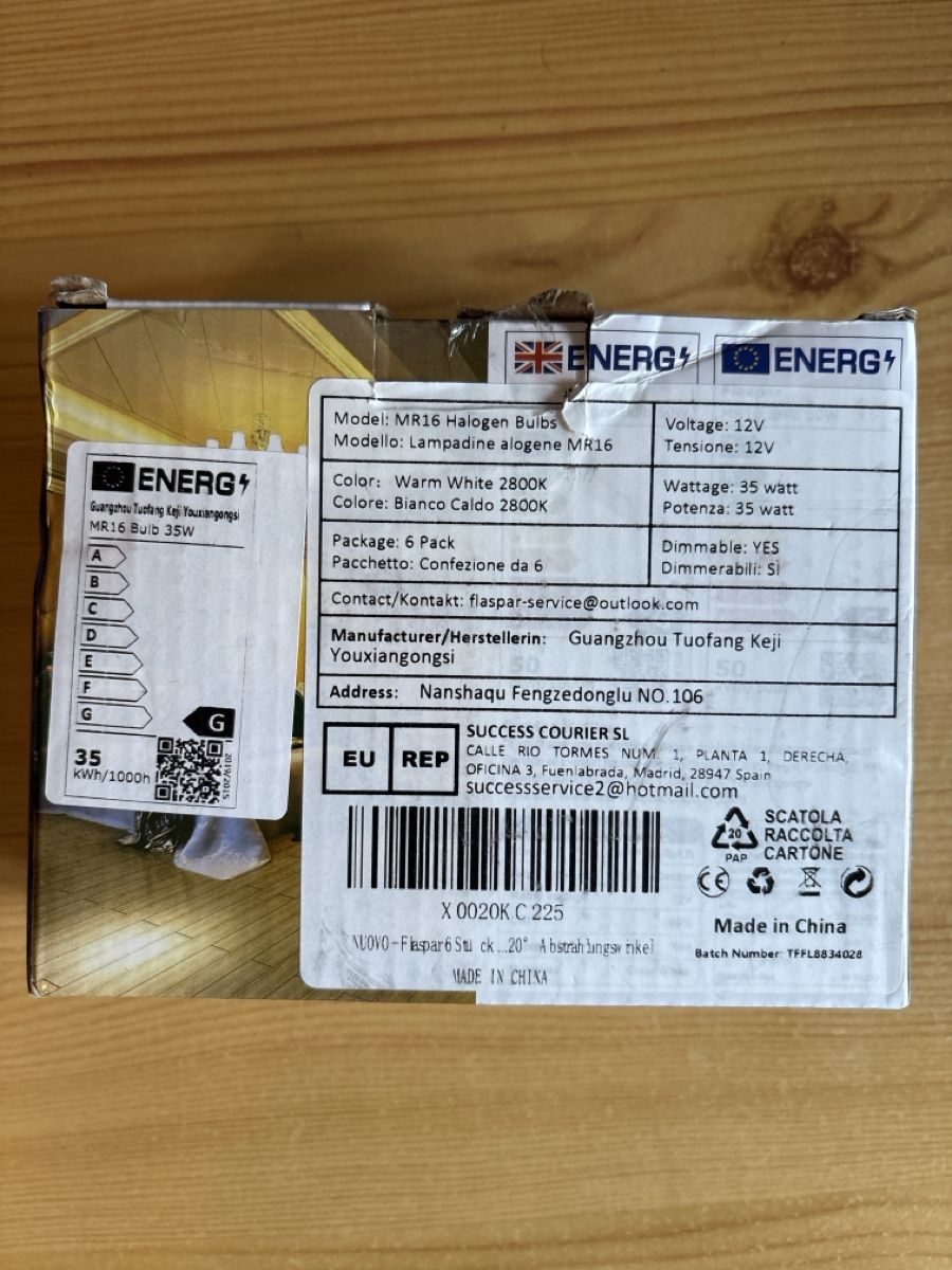 Lampade: MR16 Halogen Light Bulbs 6 Pack 12V Dimmable neu – Nuovo e nell'imballaggio originale da Rümlang venduto da Budan01 1