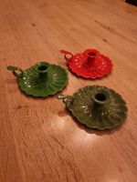 3er Set Vintage Kerzenständer, Email
