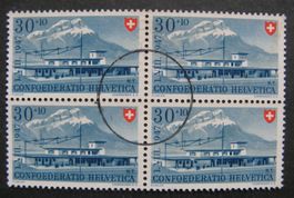 PP 1947 30 Rappen Viererblock gestempelt