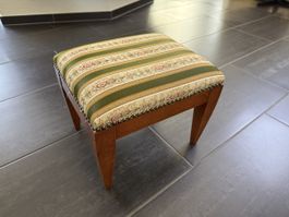 Fuss Hocker Stoffbezug Holz Gestell mit Muster 4 Beine