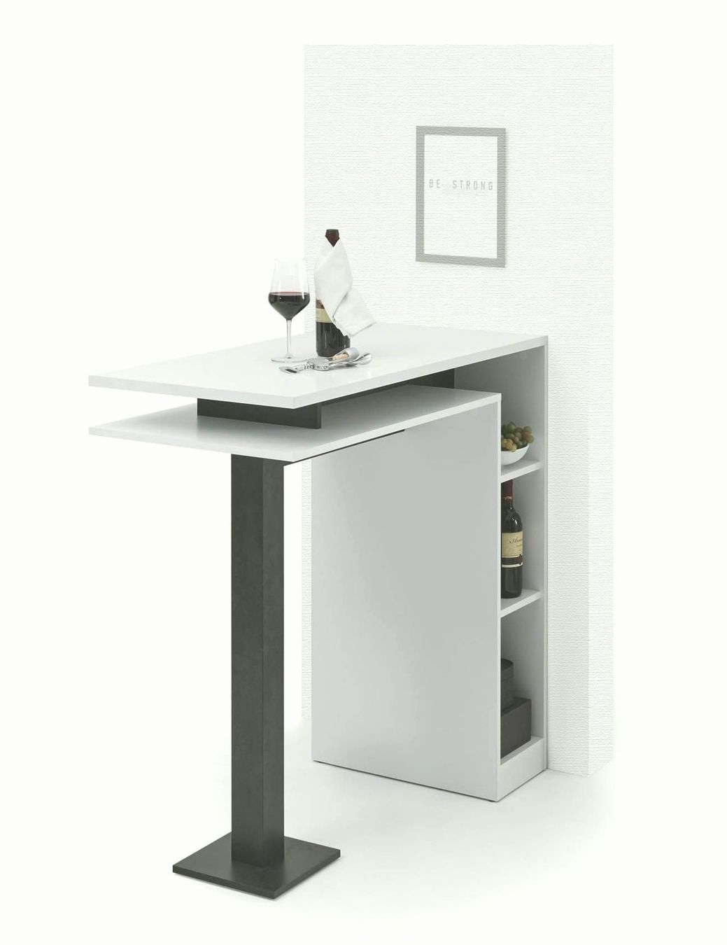 Tavoli: Bartisch mit Regal (beidseitig) - LBH 108x50x103 – Nuovo e nell'imballaggio originale da Wald AR venduto da Paul-