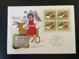 Münzbrief „Heidi“ mit Silberbriefmarke 999/10gr 1984
