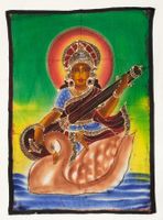 Wandbehang Stoffbild Saraswati indisch 80x58cm