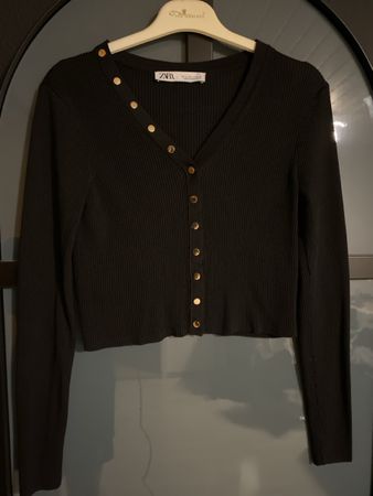 Zara Strickjacke Schwarz Goldene Knöpfe Grösse L