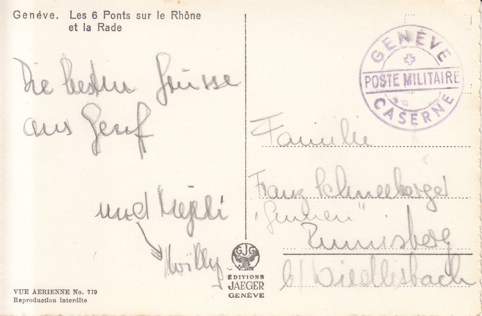 Cartoline postali: Genève ca. 1950 – Usato da Bürglen TG venduto da StampGraf 1