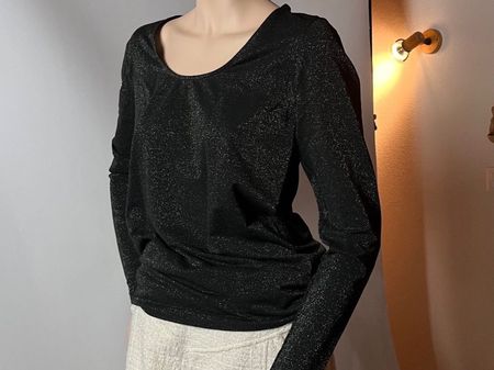 Wolford Starglow Pullover, Grösse M, Farbe Schwarz/Gold