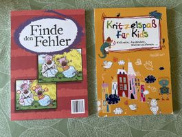 Bücher "Finde den Fehler" und "Kritzelspass für Kids"