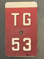 TG 53 - VELONUMMER - FAHRRADSCHILD - PLAQUE DE VELO - TG 53