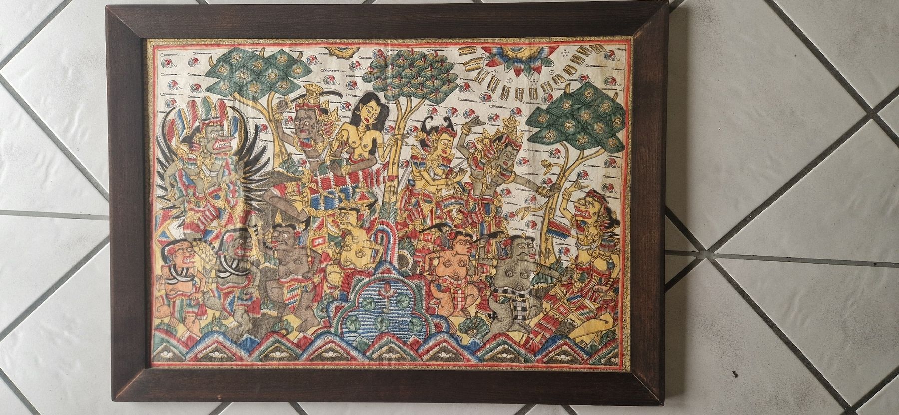 Dipinti: Handgemaltes Bild aus Indonesien Ketchack Fire Dance – Usato da Winterthur venduto da ClaudioClaud