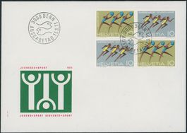 1971 - Jugend + Sport - Zusammenhängend - Viererblock FDC U4