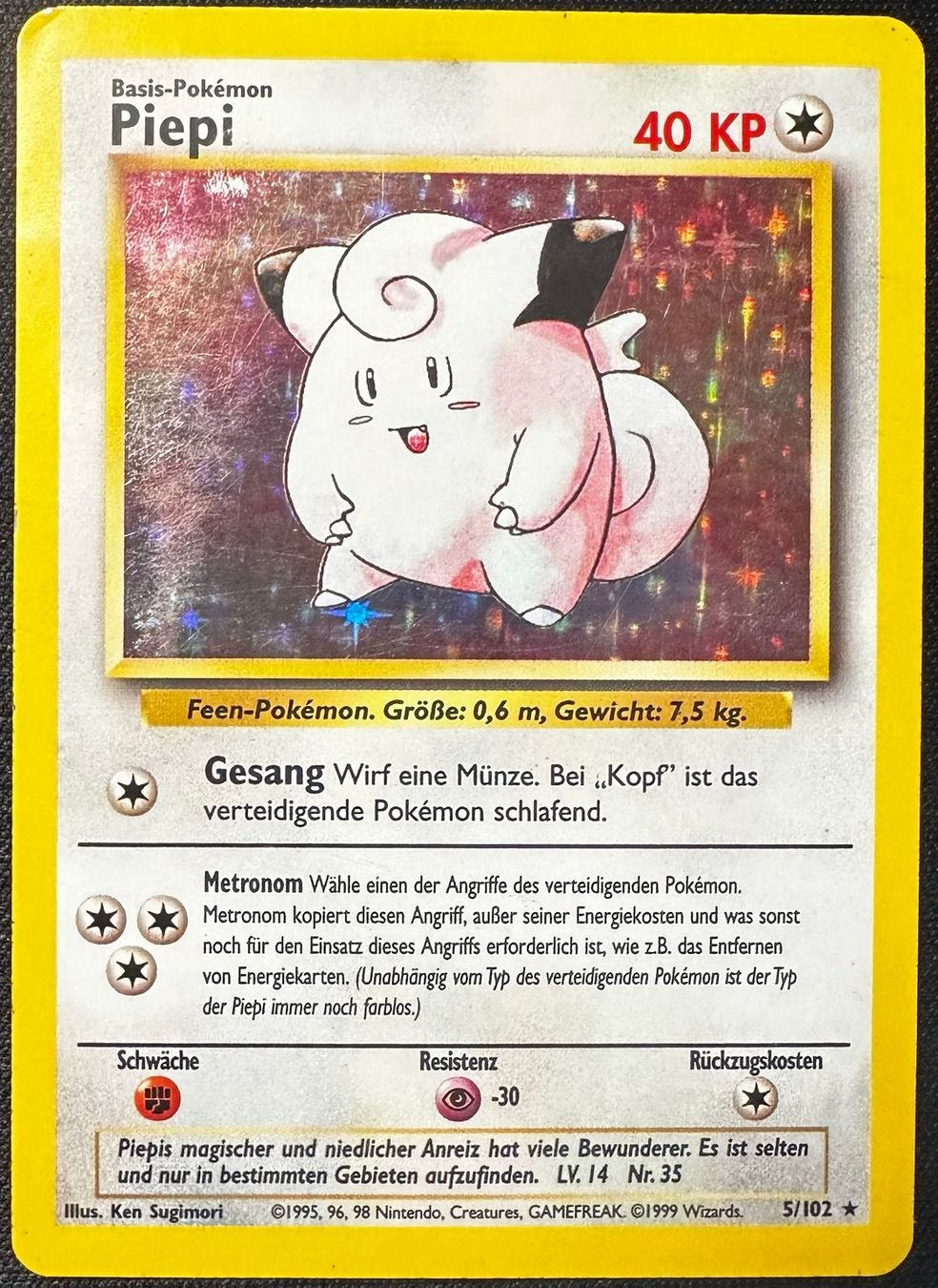 Pokémon Carte collezionabili: Pokémon Piepi Holo Base Set Deutsch 5/102 Played – Usato da Müswangen venduto da Pokemoncollector