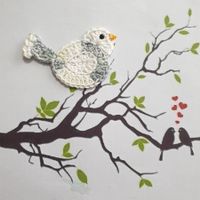 1 Stück Vogel Spatz (R) gehäkelt , crochet, uncinetto 992