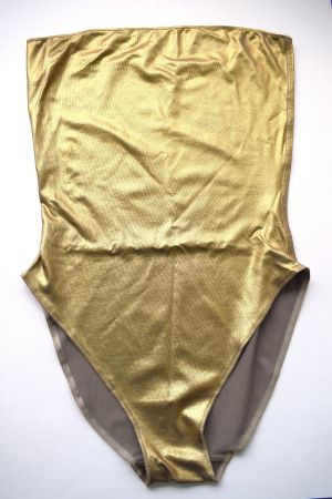 TABOU Badeanzug Gold Sexy Bademode Badekleid trägerlos XS