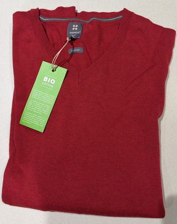 Herren Pullover Manor rot Bio Baumwolle neu mit Etikett