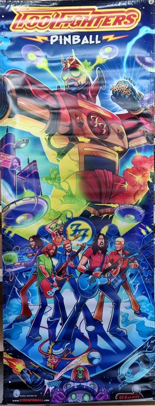 Stern Pinball Flipperkästen: Official Stern Foo Fighters Banner – Neu (gemäss Beschreibung) aus Schalunen von schwabspielautomaten