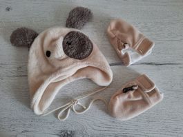 Baby Mütze & Fäustlinge, beige, Gr. 45cm
