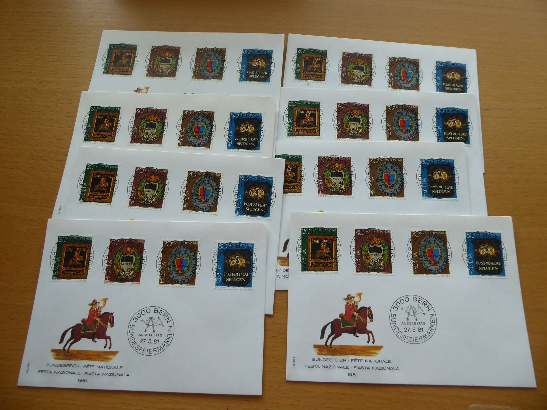 Alle Briefmarken: 8 Stück FDC mit Vollstempel – Gebraucht aus Rothrist von swisstools