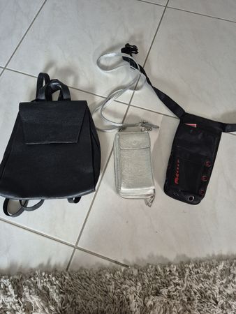 Taschen Set Rucksack Silber Tasche und Fheat Tasche Nagelneu