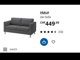 Guterhaltenes PÄRUP 2er-Sofa, dunkelgrau, CH