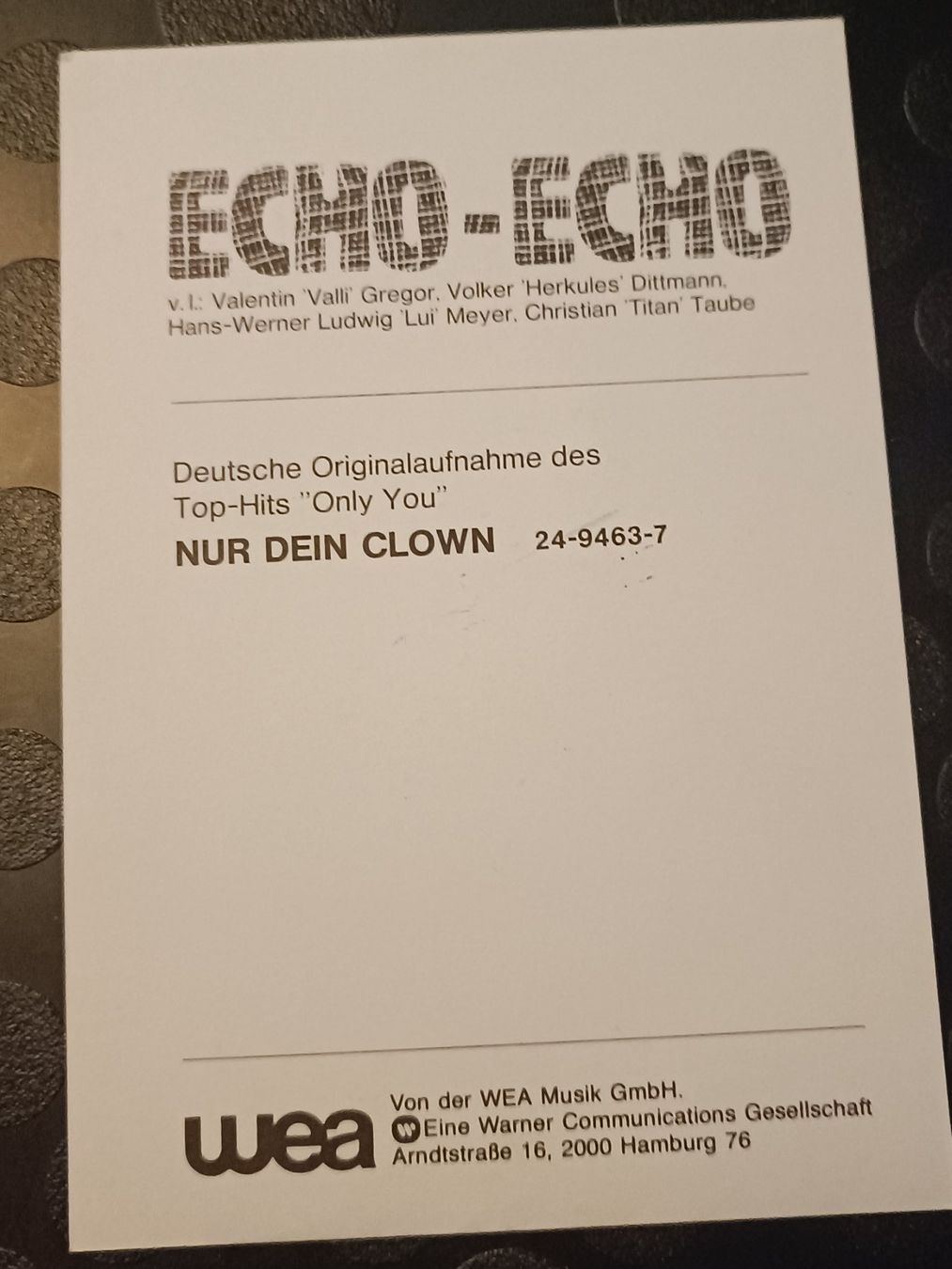 Autogramme: Echo-Echo  - signierte Autogrammkarte 80er Jahre – Gebraucht aus Menziken von Artographs 1