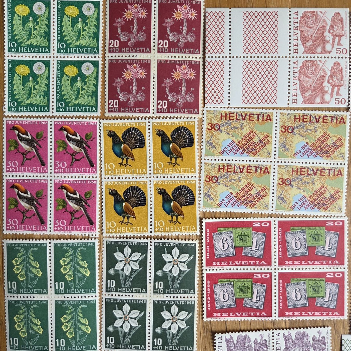 Tutti i francobolli: Postfrische 4er Blöcke Briefmarken CH – Usato da Stans venduto da Ducati16 1