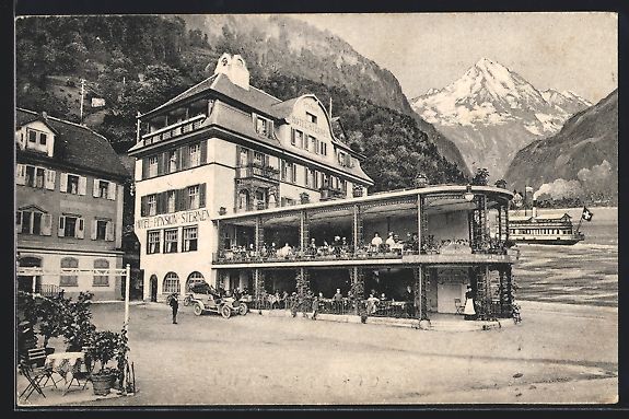 Cartoline postali: Flüelen a. Vierwaldstättersee, Hotel u – Usato da Berlin venduto da bartko-reher