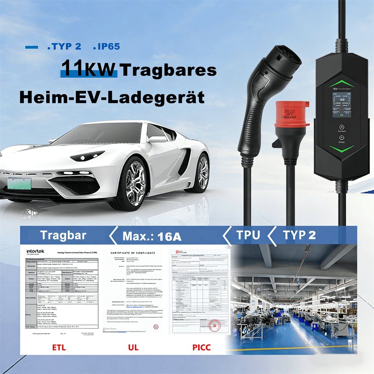 Caricabatterie: 11kW Typ 2 EV Ladegerät Set mit CEE 16A auf T23 Adapter – Usato da Malans GR venduto da BUYBEST-Schweiz 6