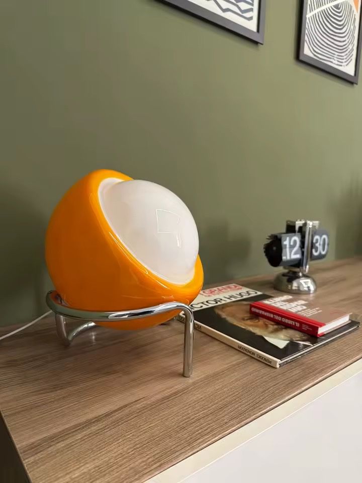 Lampade: Glas Lampe, Orange/Chrom, Top Zustand! – Usato da Bern venduto da Bellsjingle 1