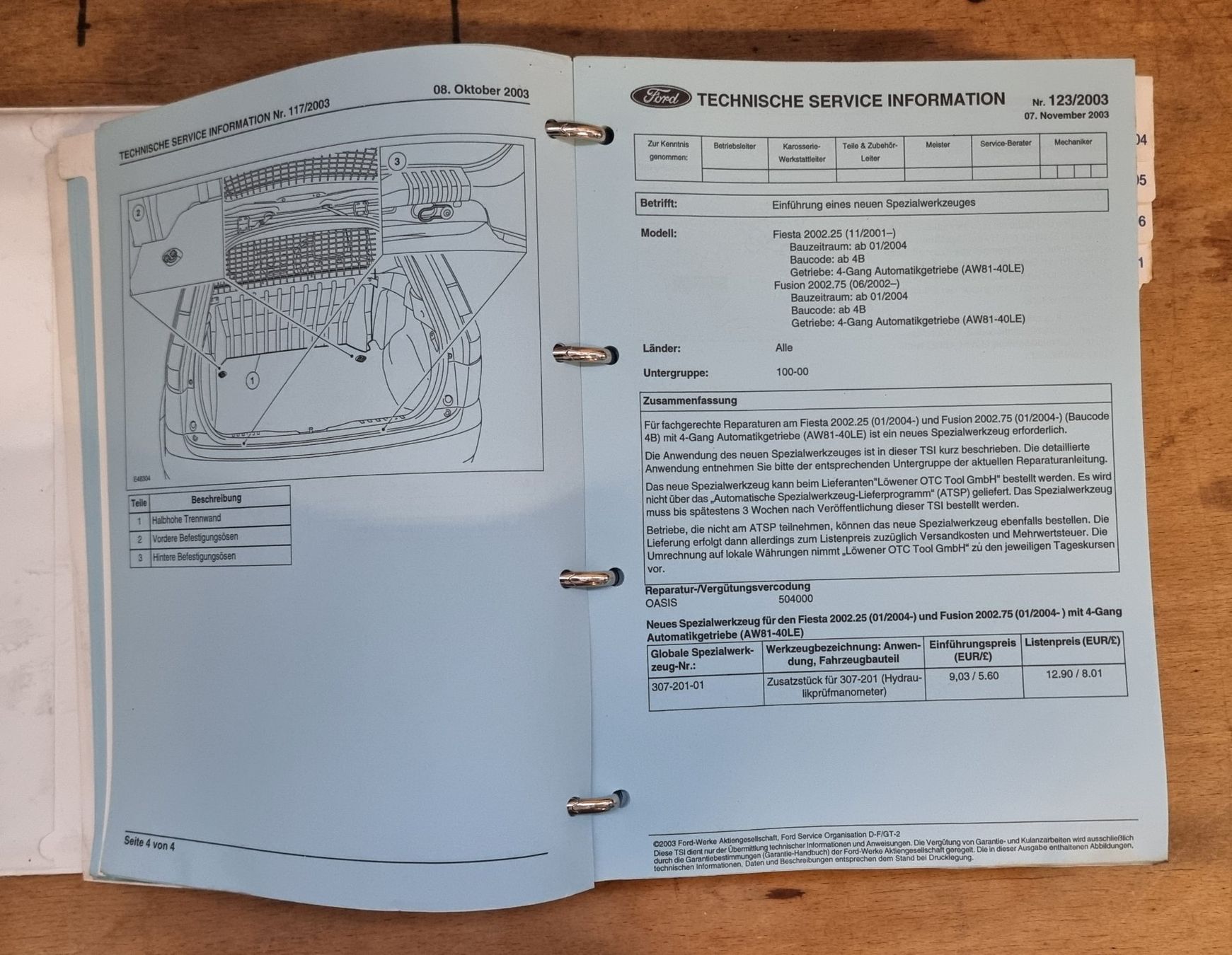 Libri: Ford: Technische Service Info 2003 -Top Werkstatthandbuch – Usato da Aristau venduto da daniel_s_1 3