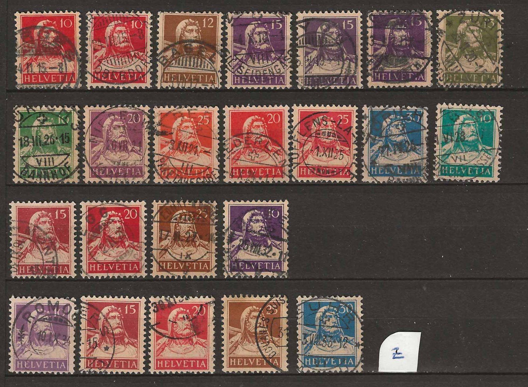 Alle Briefmarken: CH126 - Série complète "Buste de Tell " obl. – Gebraucht aus Trélex von Phil_Albert