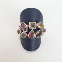 Statement-Ring ,Ring 925 Silber bunte Steine Grösse 19,7 mm