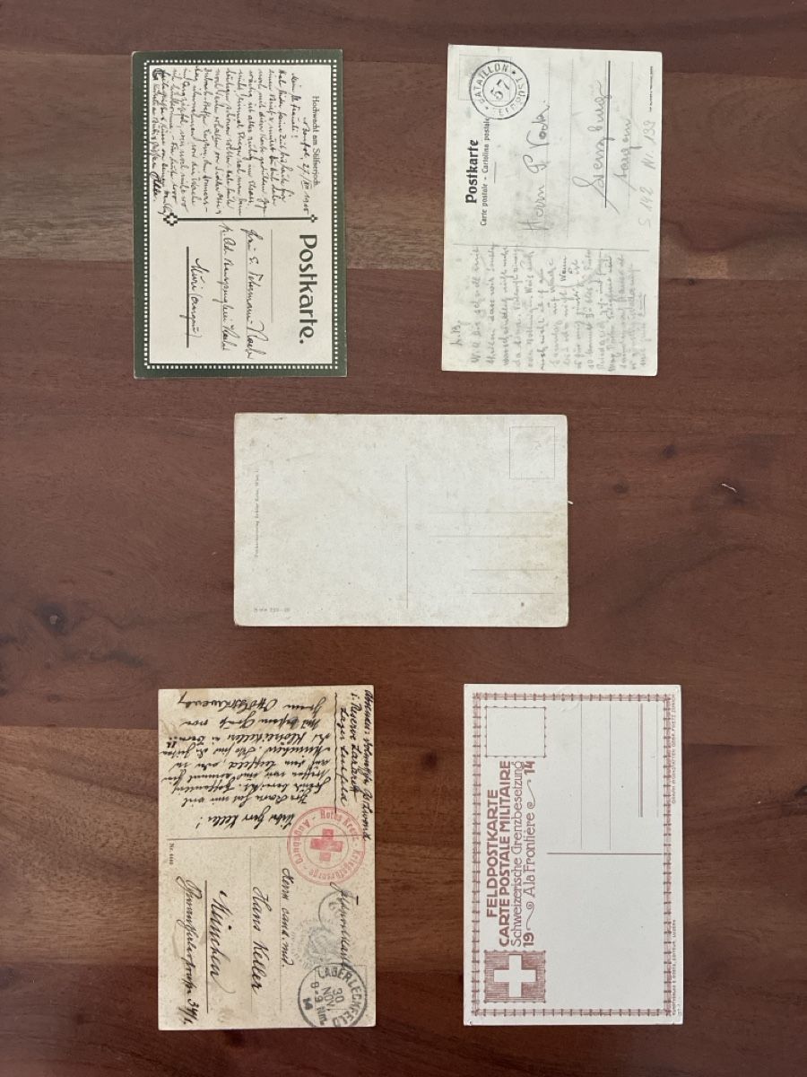 Cartoline postali: 5 Ansichtskarten Schweiz vom Militär 10 – Usato da Oftringen venduto da Cla.vD.74 1