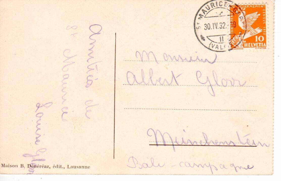 Ansichtskarten: St. Maurice 1932 – Gebraucht aus Wolhusen von Curver9 1