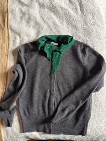 Sandro Wool Cardigan with removable silk scarf