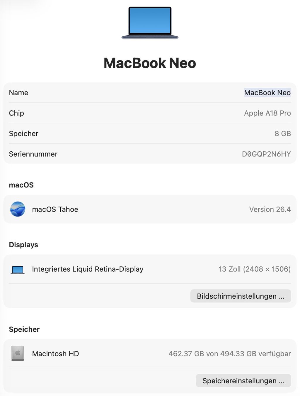 Apple Notebooks: Apple MacBook Neo 512GB TouchID AppleCare+ – Gebraucht aus Jonen von Sdabini 3