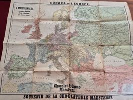 antike Europakarte von Chocolat Maestrani St.Gall ca. 1900