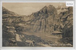 Oeschinensee gegen das Hohtürli mit Kühen