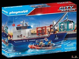 Playmobil City Action Containerschiff mit Zollboot 70769