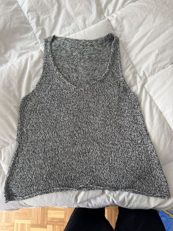 Brandy Melville Débardeur en maille chiné noir blanc T.U.