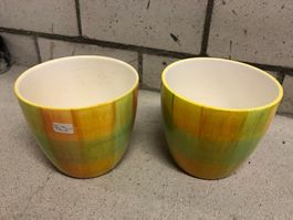 2 gelbe Übertöpfe ohne Drainageloch Öffnung: 13,5cm